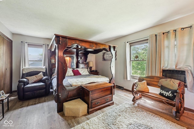 11733 E 21st St, Indianapolis, IN 46229 - bedroom with multiple windows, wood finished floors, baseboards, and a textured ceiling