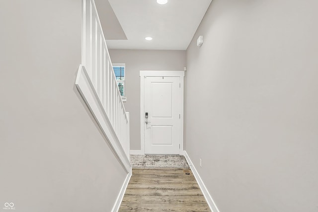 8266 Glacier Ridge Dr, Fishers, IN 46038 - entryway featuring light wood-style floors, baseboards, and recessed lighting