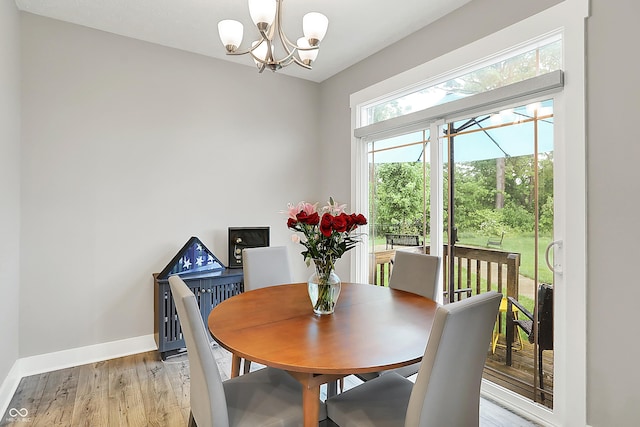 8266 Glacier Ridge Dr, Fishers, IN 46038 - dining space with baseboards, a chandelier, and light wood-style flooring