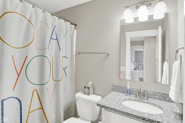8266 Glacier Ridge Dr, Fishers, IN 46038 - full bath with vanity, a shower with shower curtain, and toilet