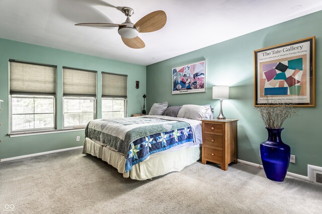 6220 Spring Mill Rd, Indianapolis, IN 46260 - carpeted bedroom featuring baseboards and a ceiling fan