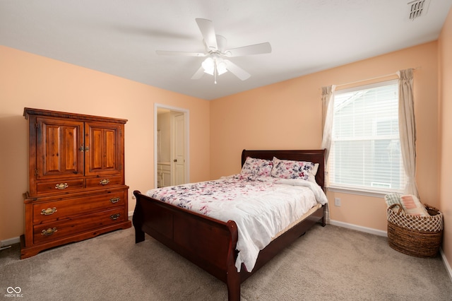 15580 Garrano Ln, Fishers, IN 46040 - bedroom with light carpet, baseboards, and ceiling fan
