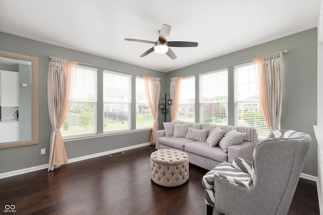 15580 Garrano Ln, Fishers, IN 46040 - living room with healthy amount of natural light, baseboards, and a ceiling fan