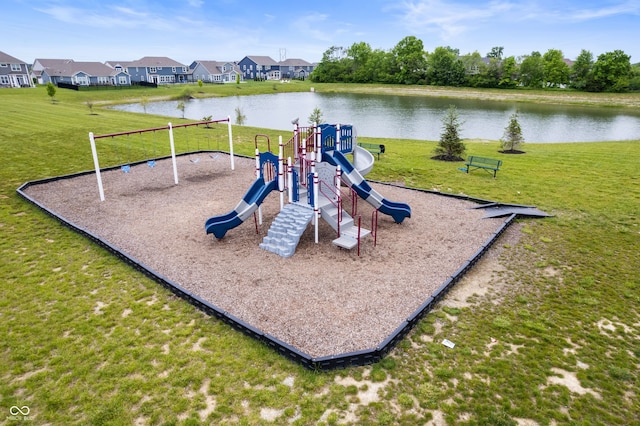 15580 Garrano Ln, Fishers, IN 46040 - community jungle gym featuring a yard, a residential view, and a water view