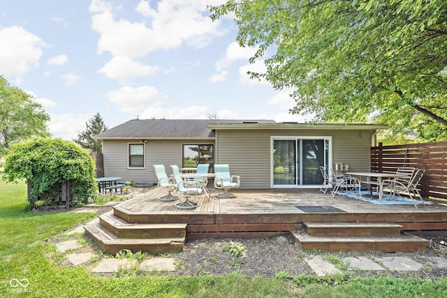 3020 E 400 S, Lebanon, IN 46052 - rear view of property featuring outdoor dining area and a wooden deck