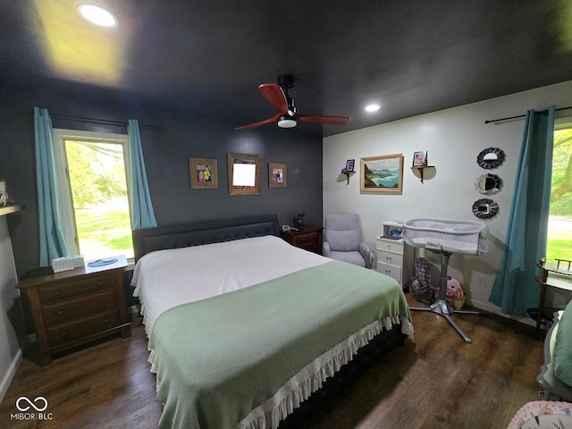 4115 Tansel Rd, Indianapolis, IN 46234 - bedroom featuring wood finished floors, recessed lighting, a ceiling fan, and baseboards