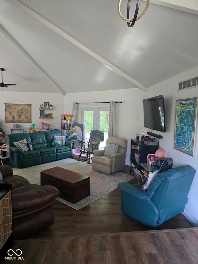 4115 Tansel Rd, Indianapolis, IN 46234 - living area featuring ceiling fan, wood finished floors, and french doors
