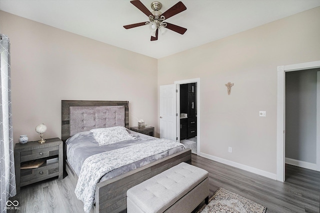 7838 Chesapeake Dr E, Indianapolis, IN 46236 - bedroom featuring baseboards, wood finished floors, and ceiling fan