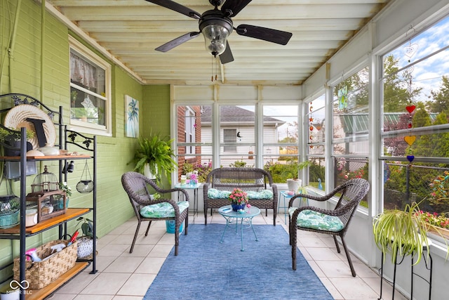 2021 Chestnut St, Columbus, IN 47201 - sunroom featuring an outdoor living space and ceiling fan