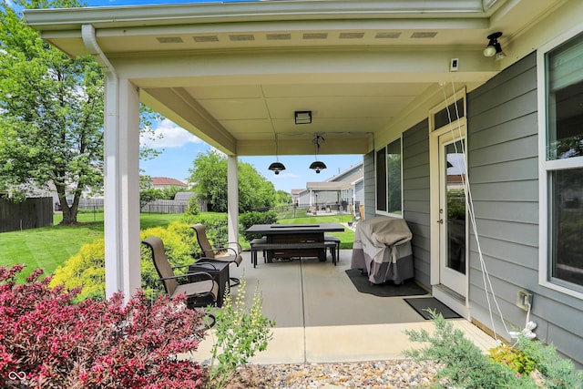 view of patio / terrace with a grill