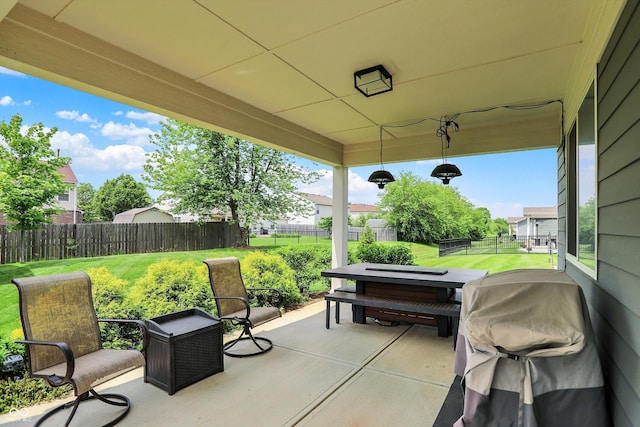 view of patio / terrace featuring a grill