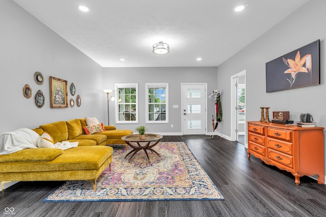 353 S Indiana St, Danville, IN 46122 - living area with dark wood-style flooring, recessed lighting, and baseboards