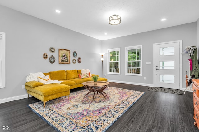 353 S Indiana St, Danville, IN 46122 - living area with dark wood-style floors, baseboards, and recessed lighting
