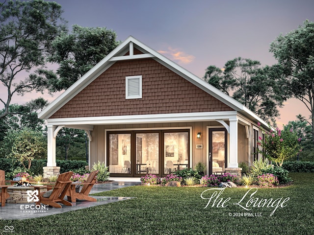 14866 E Keenan Cir Lot 38, Westfield, IN 46074 - rear view of property with board and batten siding and a yard