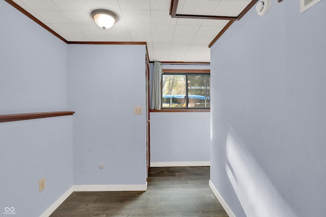 7915 Broadview Dr, Indianapolis, IN 46227 - unfurnished room with a smoke detector, wood finished floors, baseboards, and ornamental molding