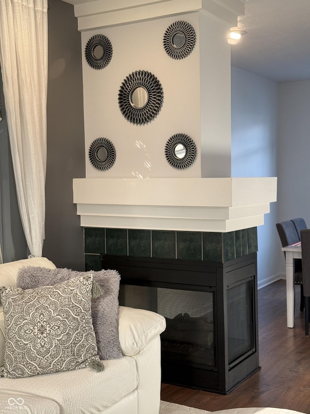 9535 Longwell Dr, Indianapolis, IN 46240 - detailed view of a tiled fireplace and wood finished floors