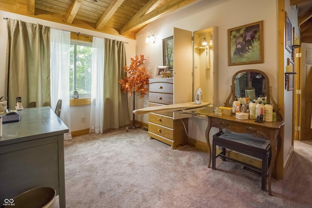 10484 N County Road 750 W, Freetown, IN 47235 - bedroom featuring wood ceiling, light colored carpet, and baseboards