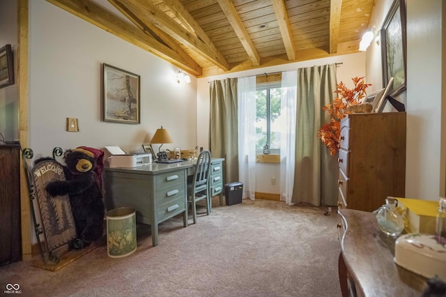 10484 N County Road 750 W, Freetown, IN 47235 - home office featuring wood ceiling and carpet flooring