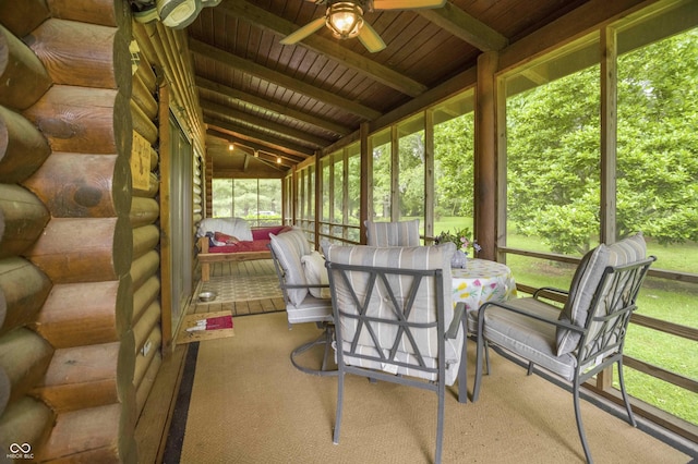 10484 N County Road 750 W, Freetown, IN 47235 - sunroom featuring a ceiling fan and outdoor dining area