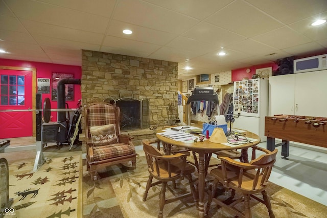 10484 N County Road 750 W, Freetown, IN 47235 - dining area with a paneled ceiling and recessed lighting