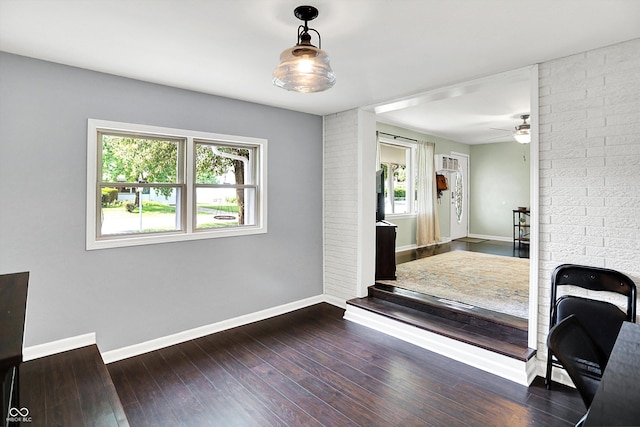356 Daugherty St, Columbus, IN 47201 - living room with baseboards, hardwood / wood-style floors, and a ceiling fan