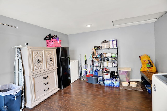 356 Daugherty St, Columbus, IN 47201 - miscellaneous room featuring dark wood-style floors, attic access, and baseboards