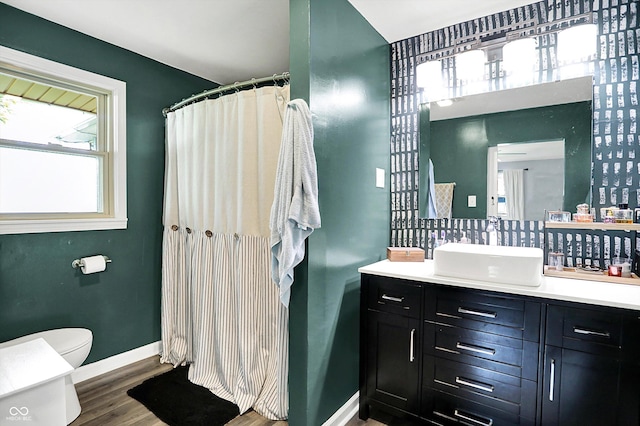 356 Daugherty St, Columbus, IN 47201 - bathroom with toilet, baseboards, wood finished floors, and vanity