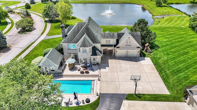 3398 Nottinghill Blvd, Plainfield, IN 46168 - view from above of property featuring a nearby body of water and a pool area