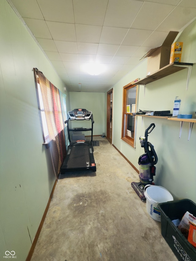 3385 W Commerce St, Vallonia, IN 47281 - workout room with baseboards and a paneled ceiling