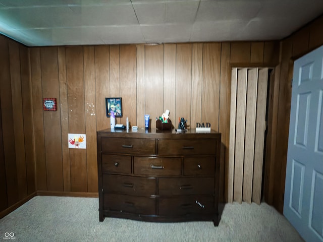3385 W Commerce St, Vallonia, IN 47281 - bedroom featuring light colored carpet and wood walls