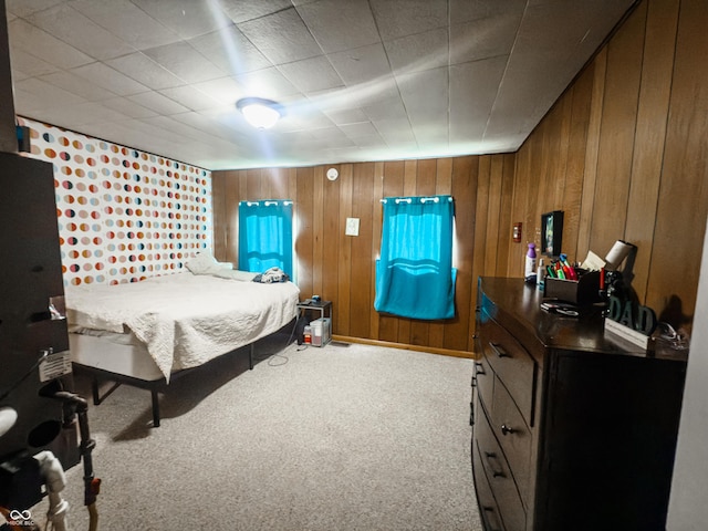 3385 W Commerce St, Vallonia, IN 47281 - bedroom featuring carpet and wood walls