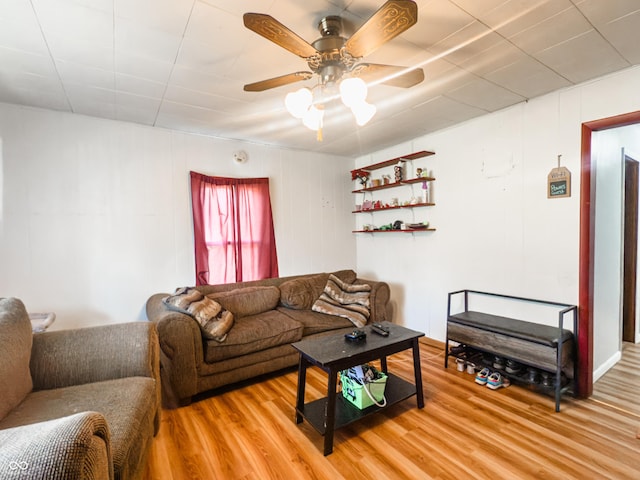 3385 W Commerce St, Vallonia, IN 47281 - living room featuring light wood-style floors and a ceiling fan