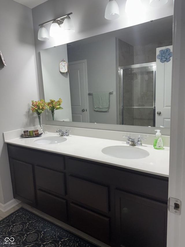 8241 Morera Ct, Indianapolis, IN 46237 - full bath with double vanity and a stall shower