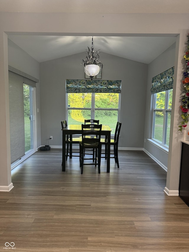 8241 Morera Ct, Indianapolis, IN 46237 - dining space featuring vaulted ceiling and wood finished floors