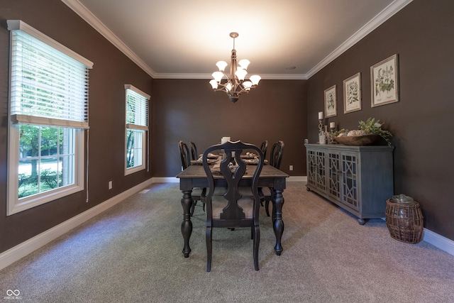 876 Box Turtle Ct, Columbus, IN 47201 - dining area with a chandelier, plenty of natural light, carpet flooring, crown molding, and baseboards