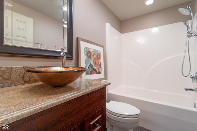 876 Box Turtle Ct, Columbus, IN 47201 - bathroom with vanity, toilet, and bathtub / shower combination
