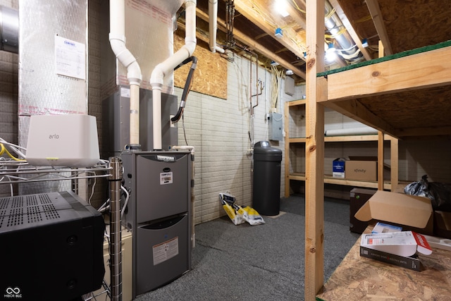 876 Box Turtle Ct, Columbus, IN 47201 - unfinished basement with carpet floors and a water softener system