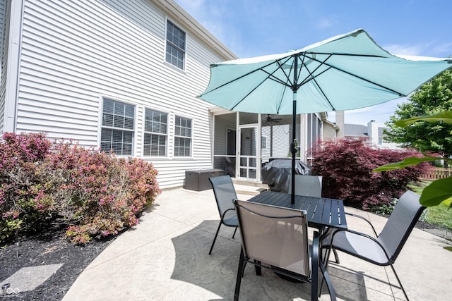 12093 Ashland Dr, Fishers, IN 46037 - view of patio featuring a ceiling fan and outdoor dining space