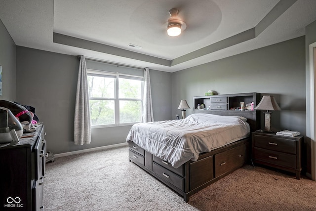 5374 John Quincy Adams Ct, Plainfield, IN 46168 - carpeted bedroom with a tray ceiling, baseboards, and ceiling fan