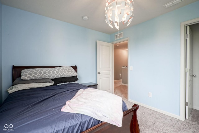 5374 John Quincy Adams Ct, Plainfield, IN 46168 - bedroom featuring a chandelier, carpet, and baseboards