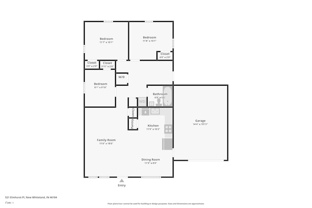 521 Elmhurst Pl, Whiteland, IN 46184 - room layout