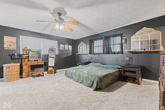 5594 S County Road 550 E, Greencastle, IN 46135 - carpeted bedroom featuring a textured ceiling, baseboards, and a ceiling fan