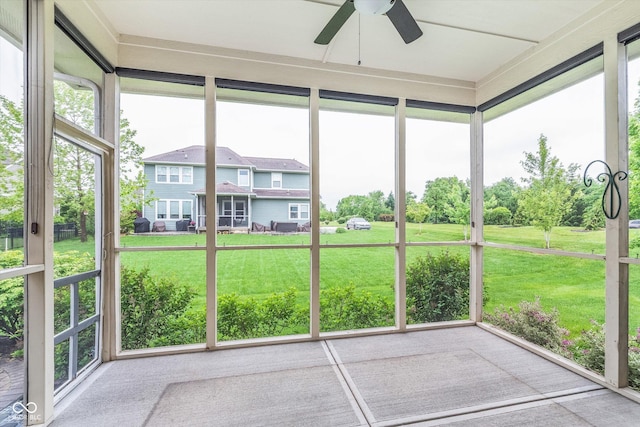 16071 Prince Ct, Noblesville, IN 46062 - unfurnished sunroom featuring a ceiling fan