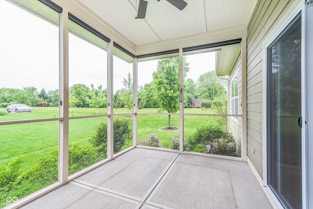 16071 Prince Ct, Noblesville, IN 46062 - unfurnished sunroom with ceiling fan and plenty of natural light