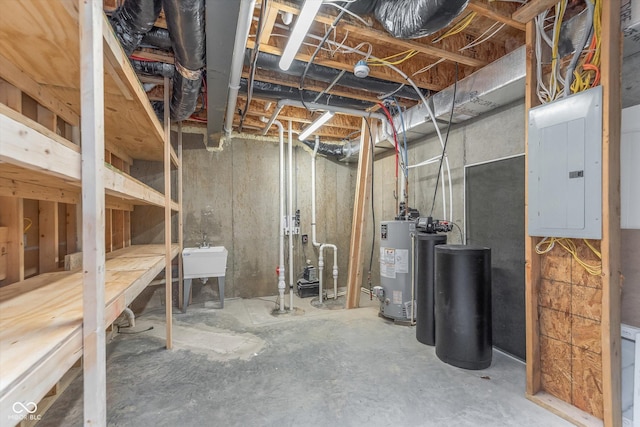 16071 Prince Ct, Noblesville, IN 46062 - unfinished basement with electric panel, water heater, and a water softener