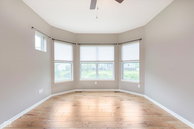 16071 Prince Ct, Noblesville, IN 46062 - empty room featuring light wood finished floors, a ceiling fan, and baseboards