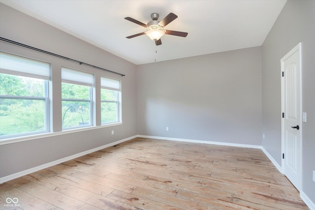 16071 Prince Ct, Noblesville, IN 46062 - empty room featuring light wood-style flooring, ceiling fan, and baseboards