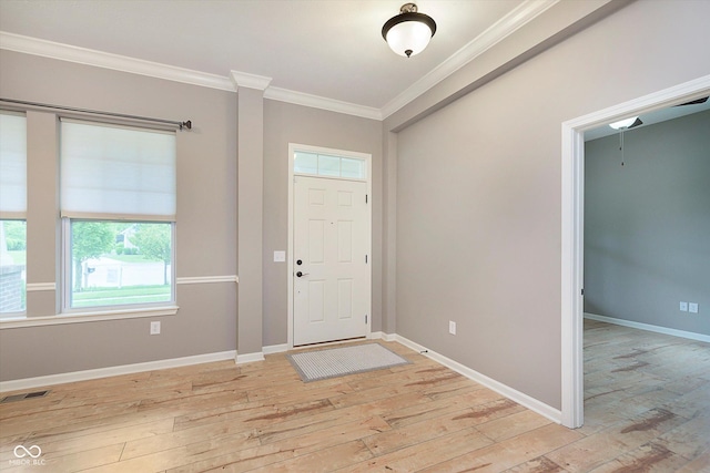 16071 Prince Ct, Noblesville, IN 46062 - foyer entrance featuring ornamental molding, light wood-style flooring, and baseboards