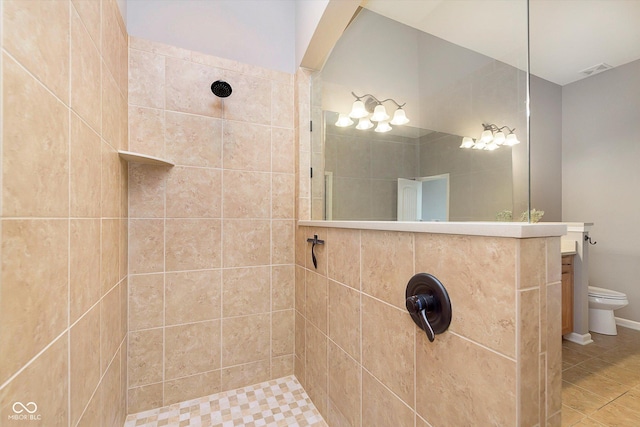 16071 Prince Ct, Noblesville, IN 46062 - bathroom with walk in shower, toilet, tile patterned floors, and vanity