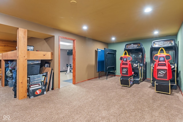 7978 Park Meadows Dr, Brownsburg, IN 46112 - game room featuring carpet flooring and recessed lighting